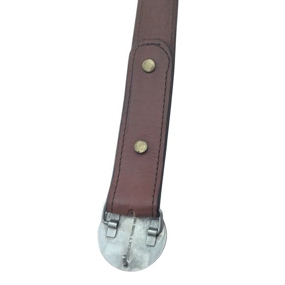Vintage 38" Smith & Wesson Firearms Leather Belt w .44 Magnum Revolver Buckle - Picture 5 of 9